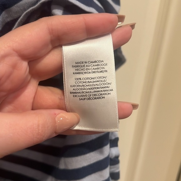 Men’s 90s Style Baby Blue & Navy Striped Cotton Polo Shirt - Picture 4 of 4